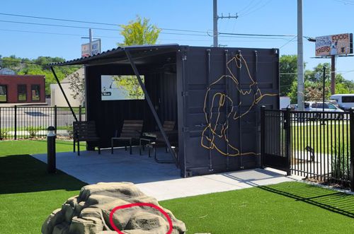 Shipping Container Rest Area for Dog Parents